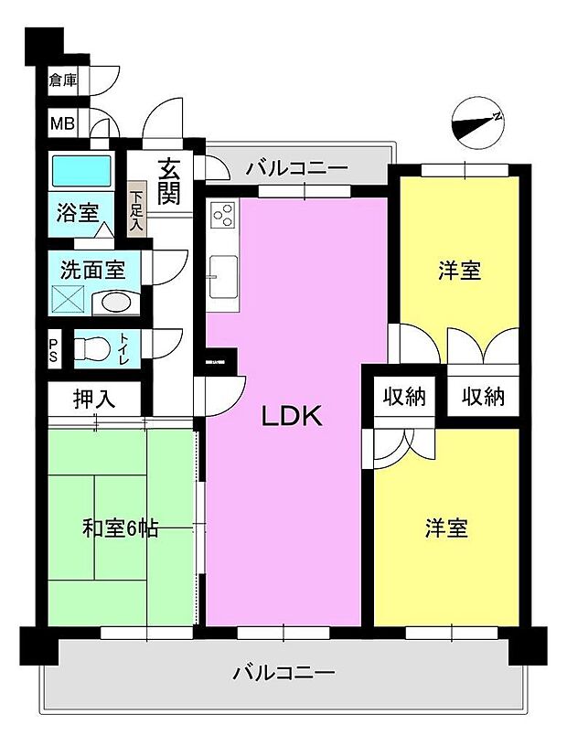 サンライフ小倉南(3LDK) 8階の内観