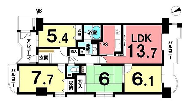 レインボー北方(4LDK) 2階の間取り図
