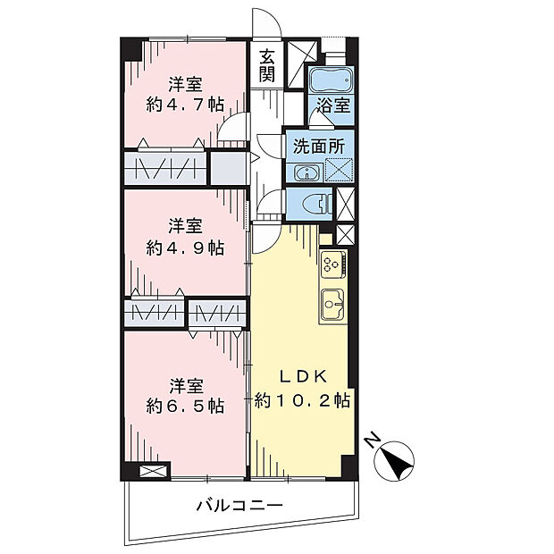 鹿島田セントラルマンション(3LDK) 5階の間取り図