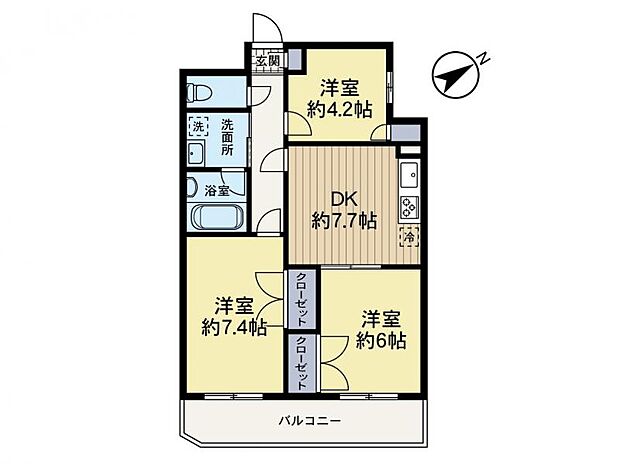 マイキャッスル川崎西(3DK) 1階の間取り図