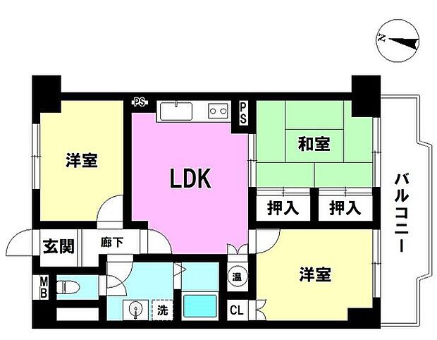 三旺マンション名南(3LDK) 1階の内観