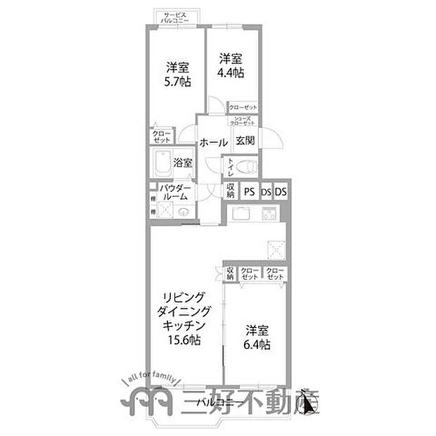 コープ野村平尾山荘(3LDK) 2階/205の間取り図