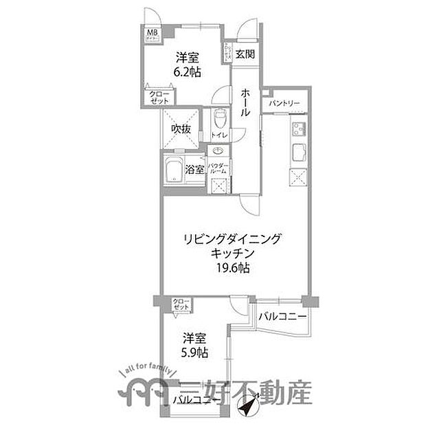 シティマンション南福岡II(2LDK) 3階/302の間取り図