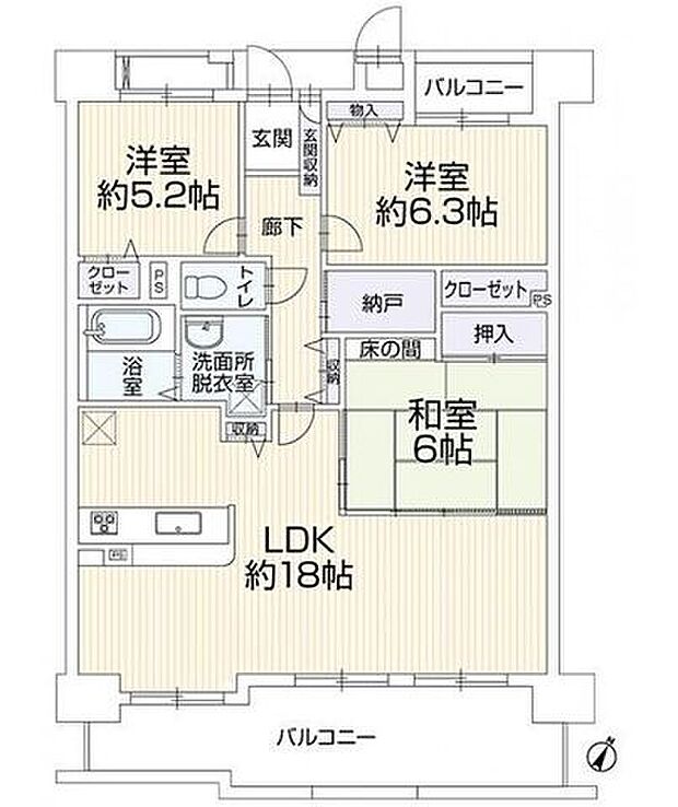 両備グレースマンション妹尾駅前弐番館(3LDK) 10階の内観