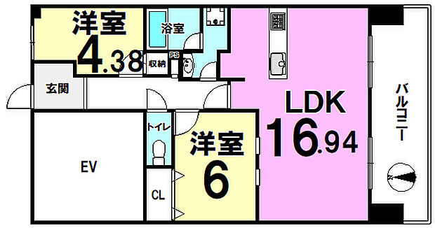 ディオフェルティ平野(2LDK) 5階の間取り図