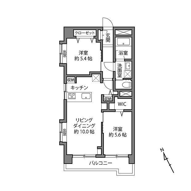 ４８．９６平米　２ＬＤＫ　２階の角部屋
