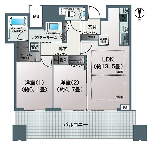 梅田ガーデンレジデンス(2LDK) 30階/30Fの間取り図