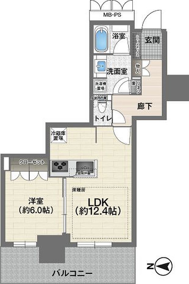 ローレルタワー堺筋本町(1LDK) 9階/9Fの間取り図