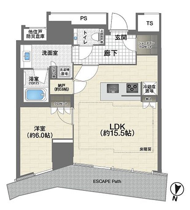 ブリリアタワー堂島(1SLDK) 23階/23Fの間取り図