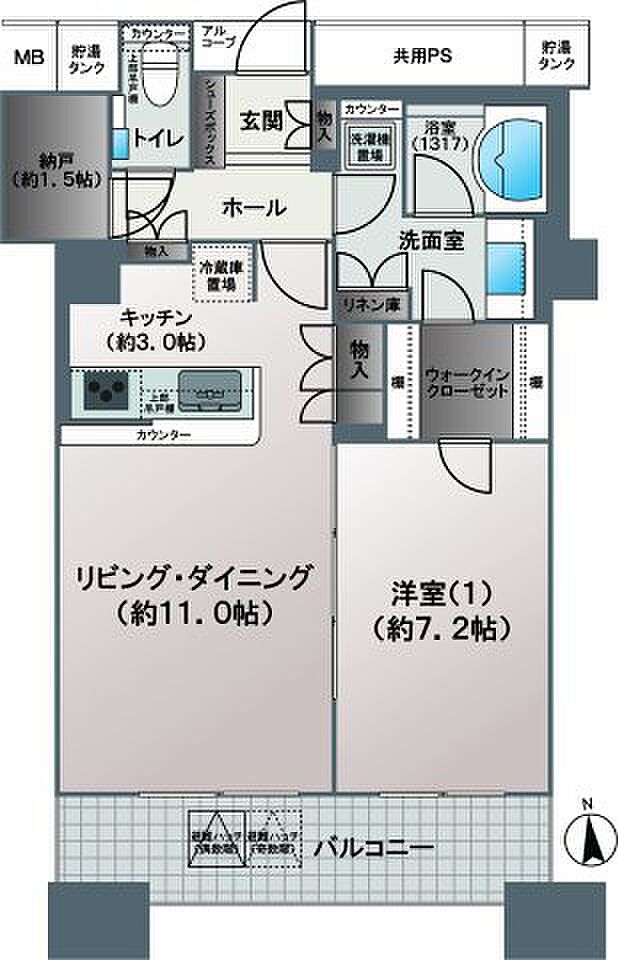 ザ・なんばタワー(1SLDK) 5階/5Fの間取り図