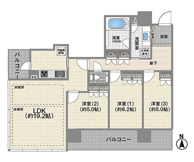 ザ・パークハウス中之島タワー(3LDK) 9階/9Fの間取り図