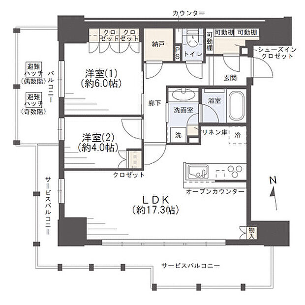 シエリアタワー大阪福島(2SLDK) 5階/5Fの間取り図