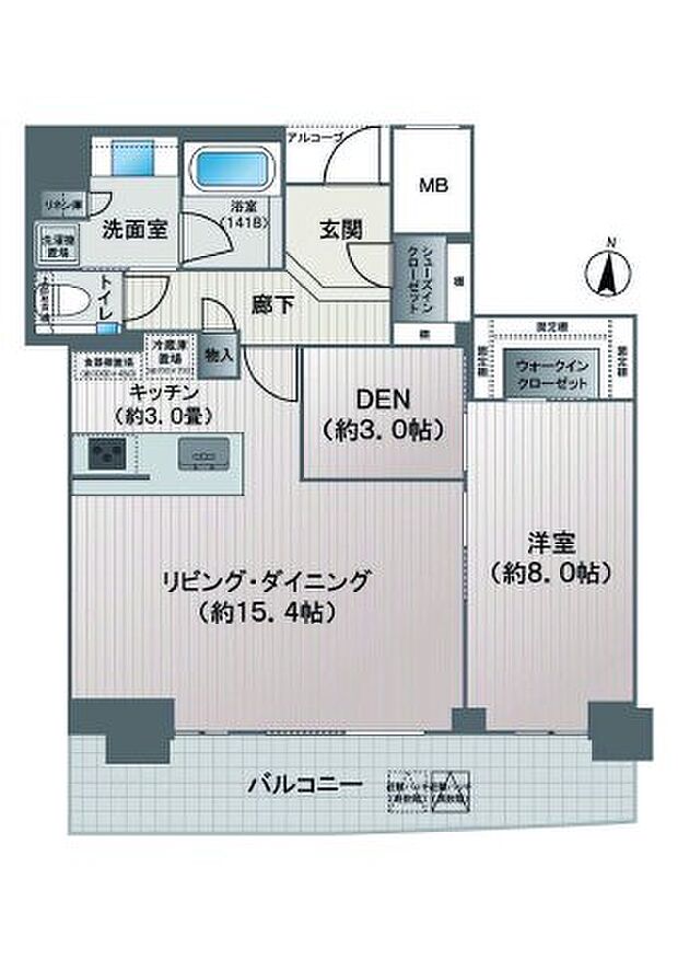 大阪ひびきの街ザ・サンクタスタワー(1LDK) 46階/46Fの間取り図