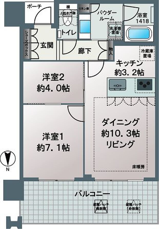 MJR堺筋本町タワー(2LDK) 23階/23Fの間取り図