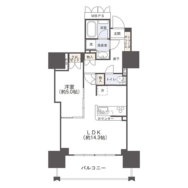 ローレルタワー堺筋本町(1LDK) 21階/21Fの間取り図
