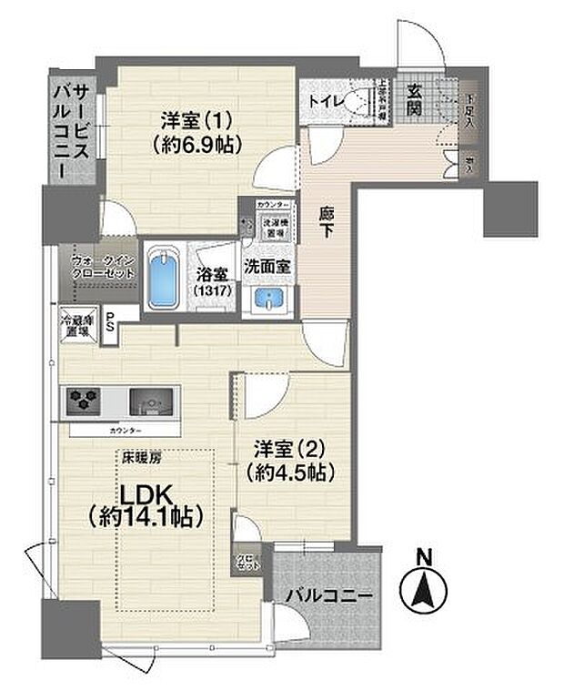 プレサンスレジェンド堺筋本町タワー(2LDK) 8階/8Fの間取り図