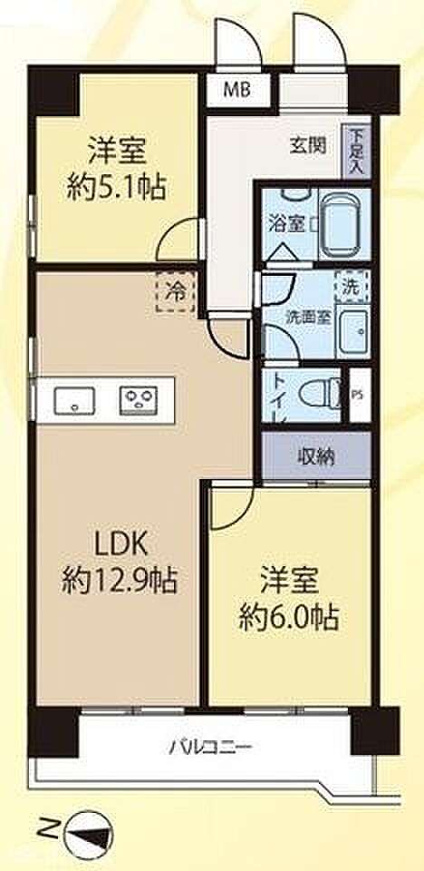 千葉中央ハイツ(1SLDK) 7階の間取り図