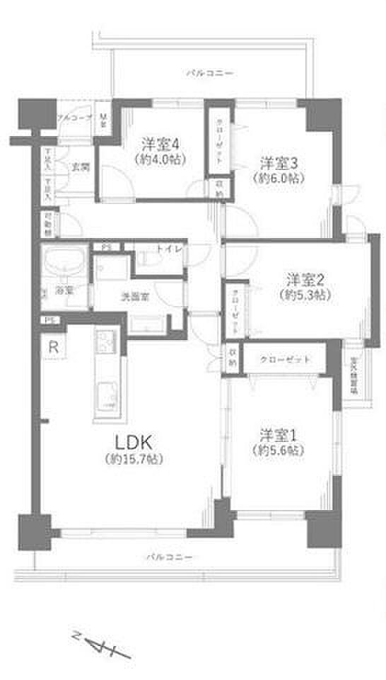 千葉寺パーク・ホームズ(3LDK) 7階の間取り図