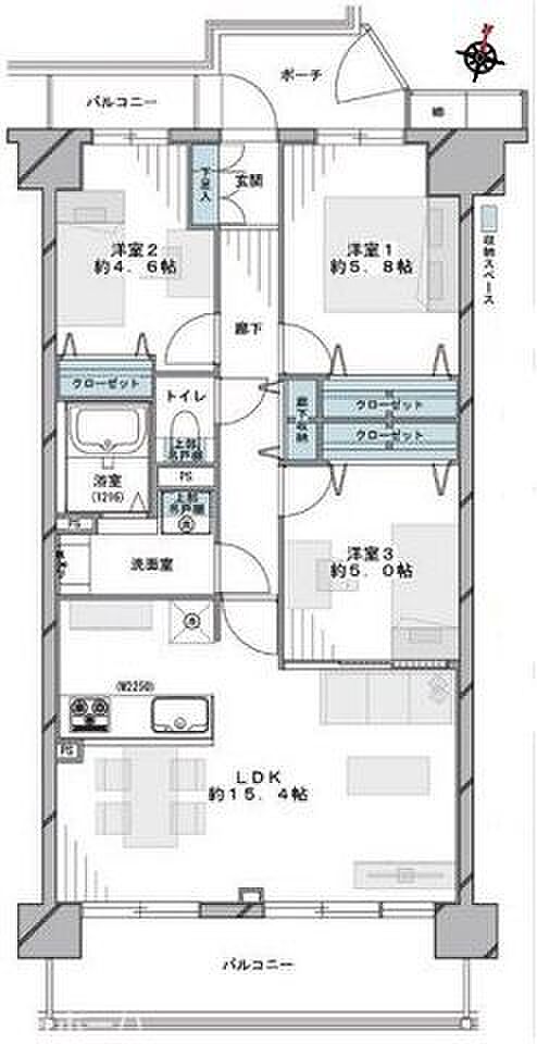 エステ・シティ船橋弐番館(3LDK) 11階の間取り図