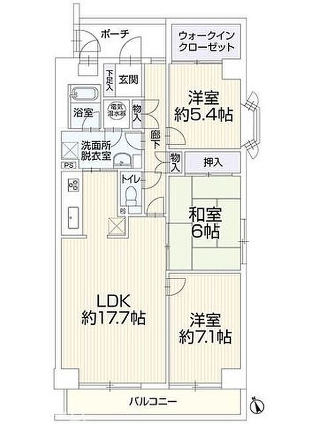 エクステ東松戸(3LDK) 6階の間取り図