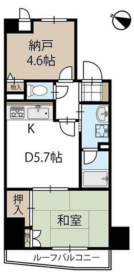 ライオンズマンション青戸第5(1SDK) 2階の間取り図
