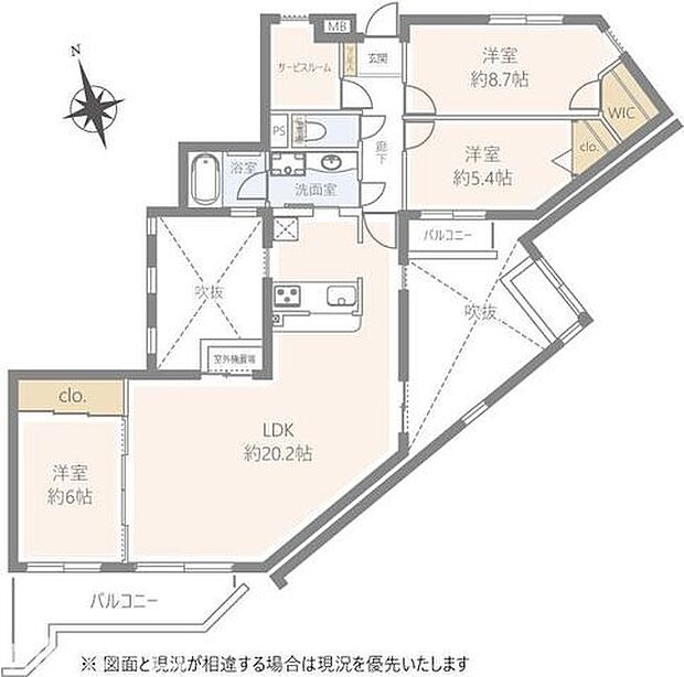 ダイアパレス志津(3SLDK) 3階の間取り図