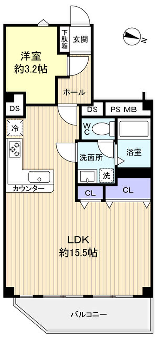 京成サンコーポ勝田台Ｃ棟(1LDK) 4階の間取り図