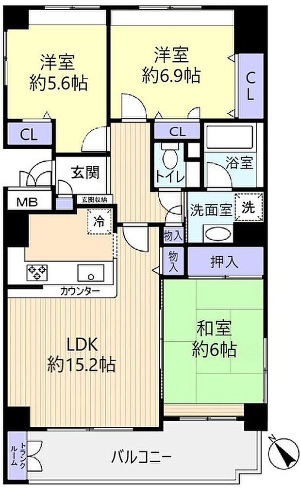ユーカリシティ志津(3LDK) 6階の間取り図