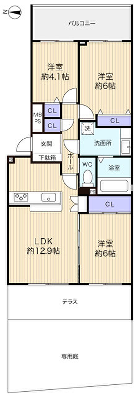 レクセルガーデン志津(3LDK) 1階の間取り図