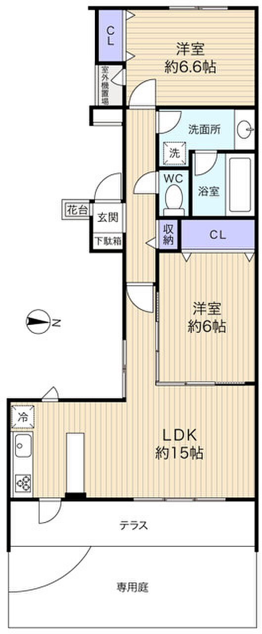 レクセルガーデン志津(2LDK) 1階の間取り図