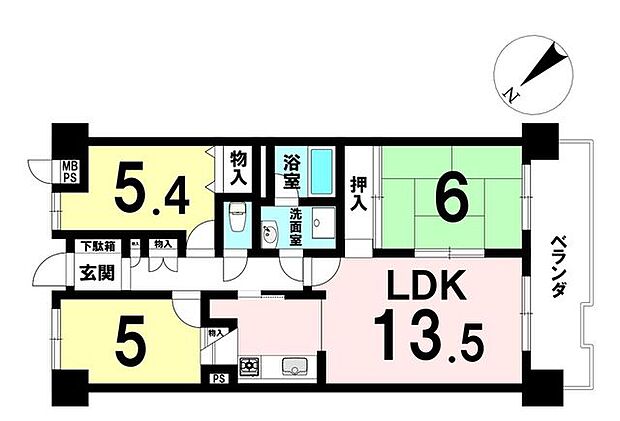 藤和奈多ハイタウン　3F(3LDK) 3階の内観