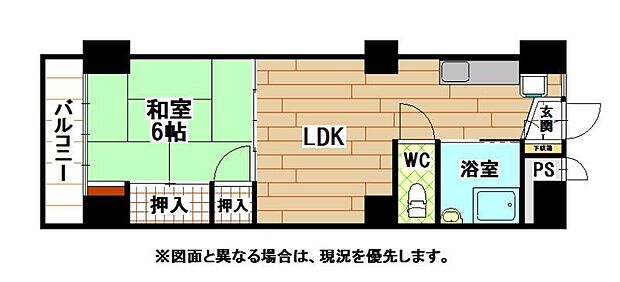 山内グリーンパレス三萩野(1LDK) 2階/202の間取り図