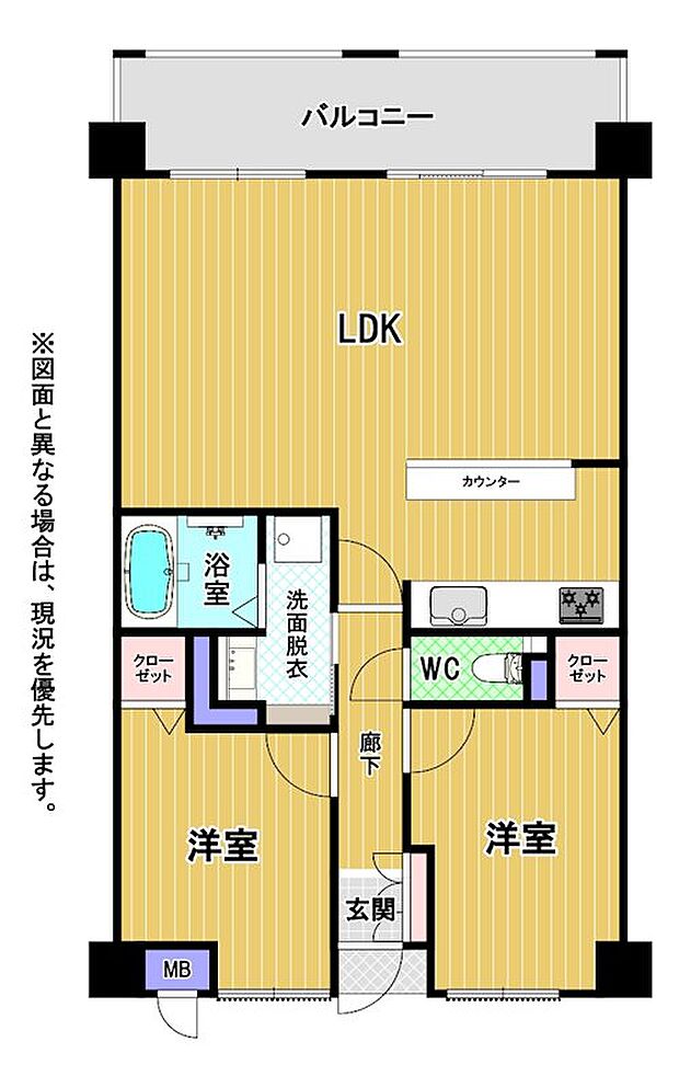 エクレール藤松(2LDK) 3階の間取り図