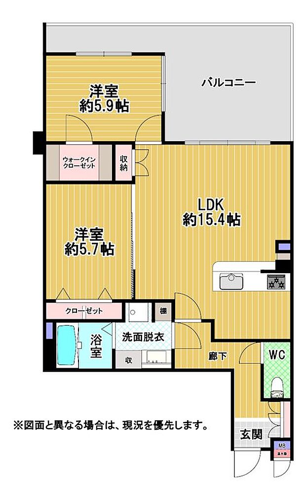東峰マンション・ダーリングヒル友泉亭(2LDK) 2階の間取り図
