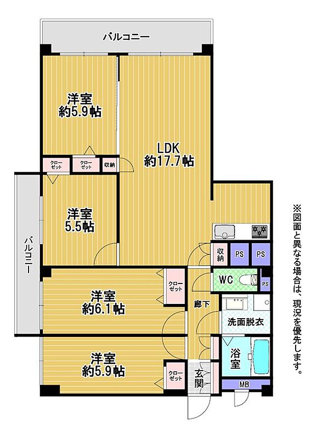 高宮パークマンション(4LDK) 4階の間取り図