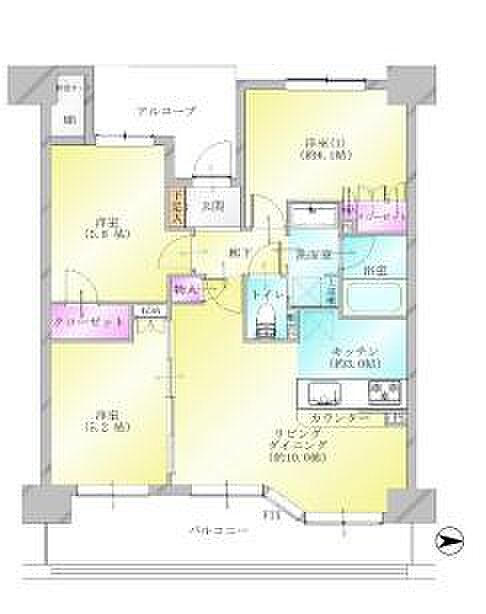 デイパーク横濱綱島(3LDK) 6階の間取り図