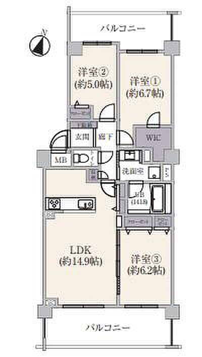 コローレ青葉台Ｂ棟(3LDK) 5階の間取り図