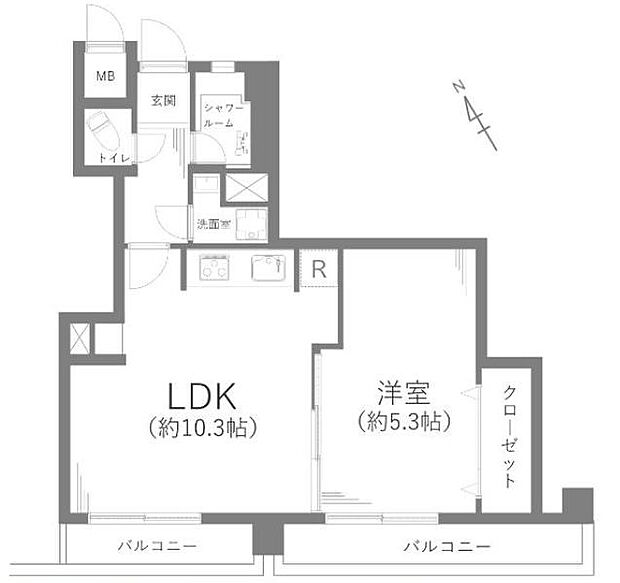 グランドマンション多摩川(1LDK) 3階の間取り図