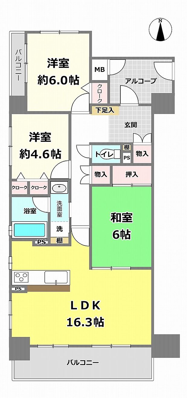 ファミール岐阜(3LDK) 12階/1201号室の間取り図