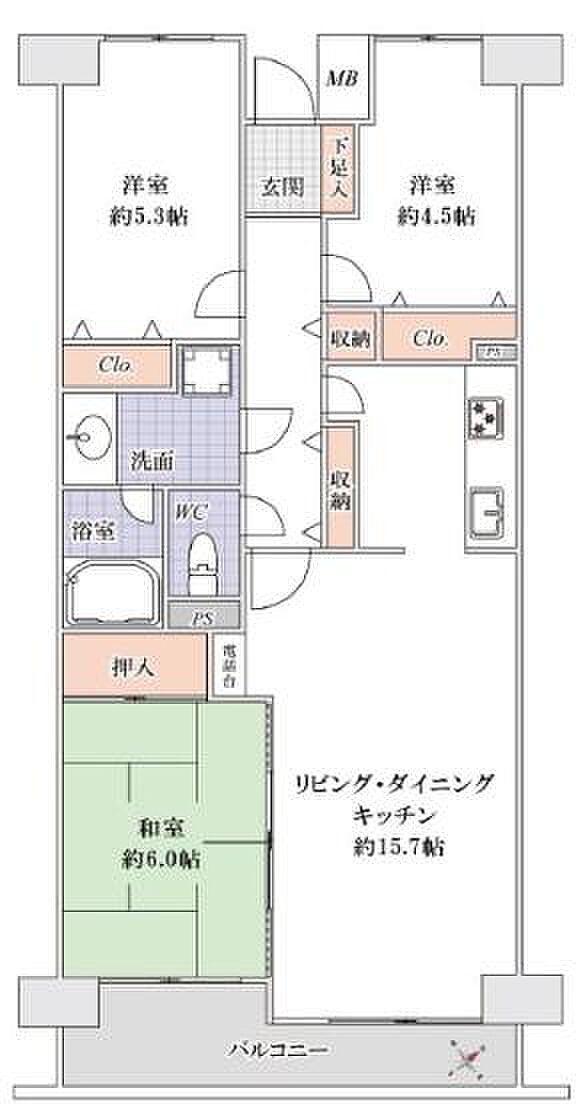 春日部ファミールハイツ(3LDK) 11階/11階の間取り図