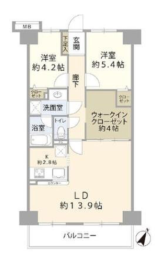 ソフィア春日部(2SLDK) 3階/3階の間取り図