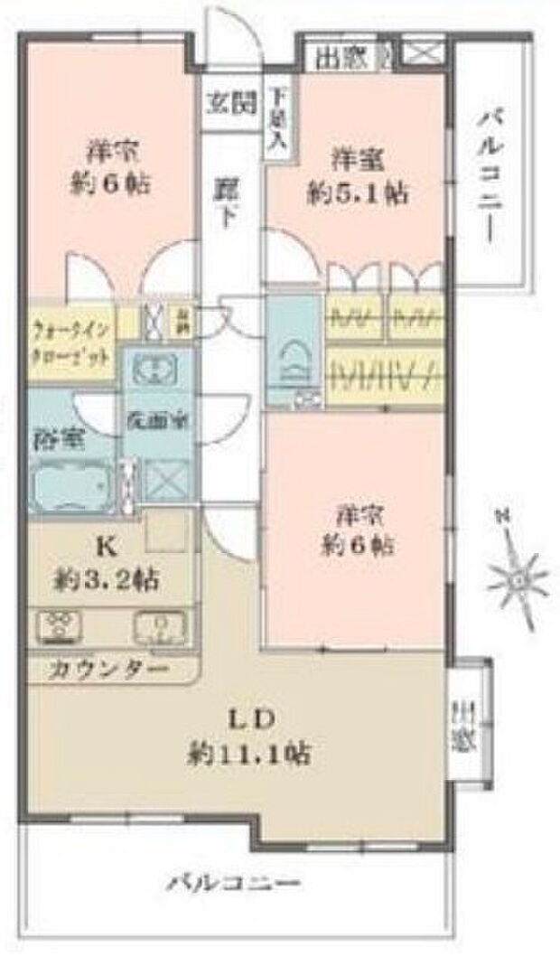 藤和シティホームズ高井戸東(3LDK) 5階の間取り図