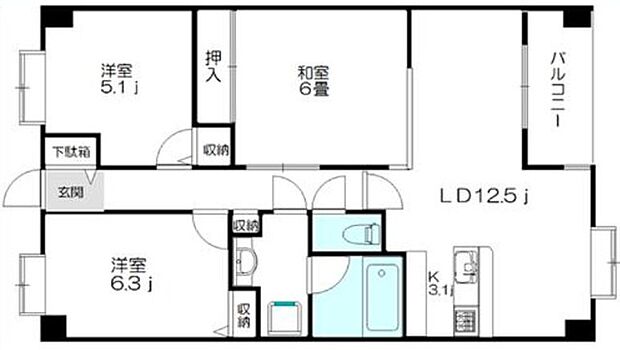 ライオンズマンション文京白山(3LDK) 5階の間取り図