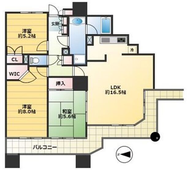 石神井公園ピアレスＡ棟(3LDK) 28階の間取り図