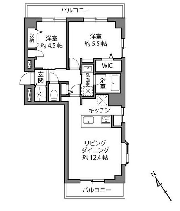 モナークマンション松庵(2LDK) 3階の間取り図