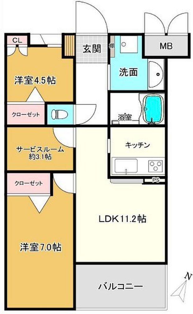 モアグランデ氷川台(2SLDK) 1階の間取り図