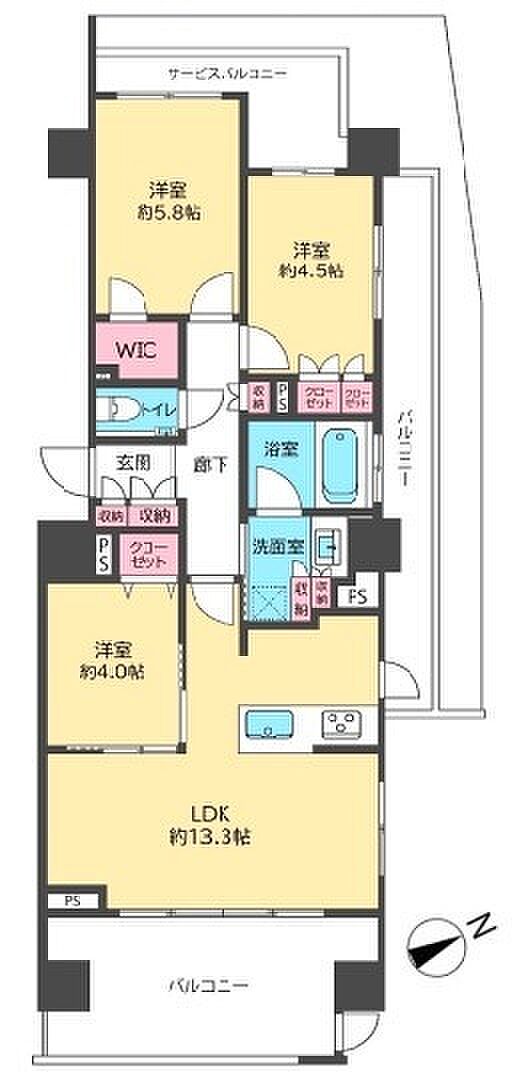 クリオ杉並高井戸(3LDK) 1階の間取り図