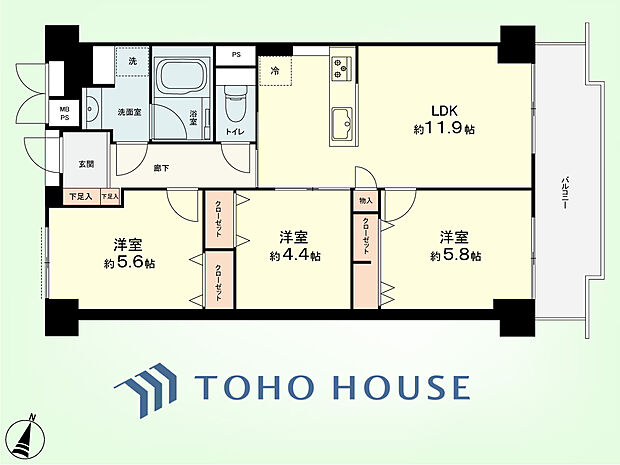 多摩川ハウス(3LDK) 2階の間取り図