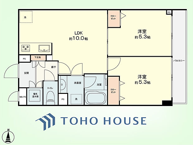 ライオンズマンション神楽坂第3(2LDK) 5階の間取り図