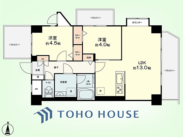 武蔵小杉ダイヤモンドマンション(2LDK) 2階の間取り図